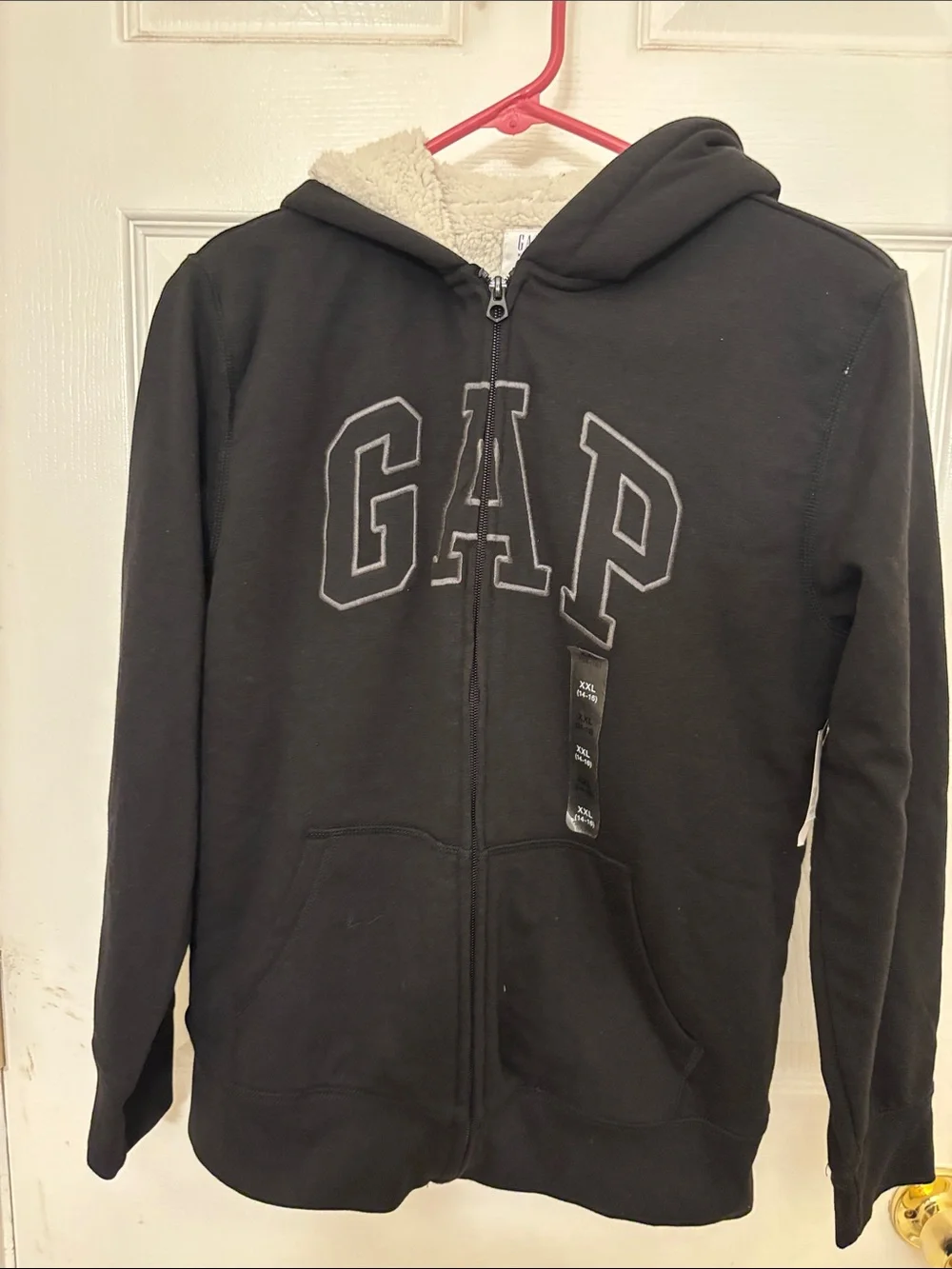 GAP Kids Black Sherpa-Lined Zip Hoodie nwt XXL 14-16